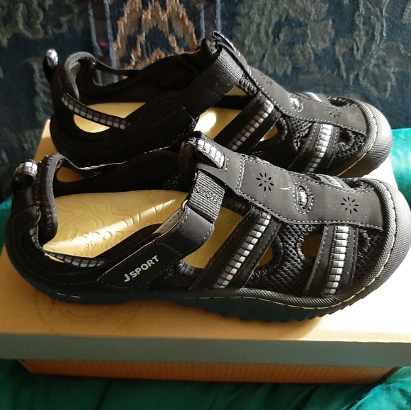 Jsport Black Sandals Size 6.5 - Picture 3 of 4